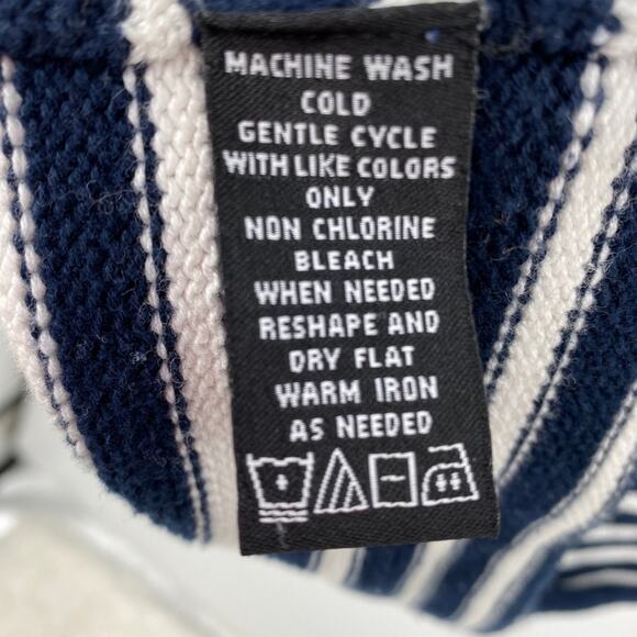 Norton Studio Petites Striped White Navy Gold Anchor Sweater Petite Small - Picture 7 of 8